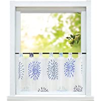 ESLIR Visillo moderno Bistro cortina cocina cortinas transparente cortinas con trabillas cortina corta gasa círculo…